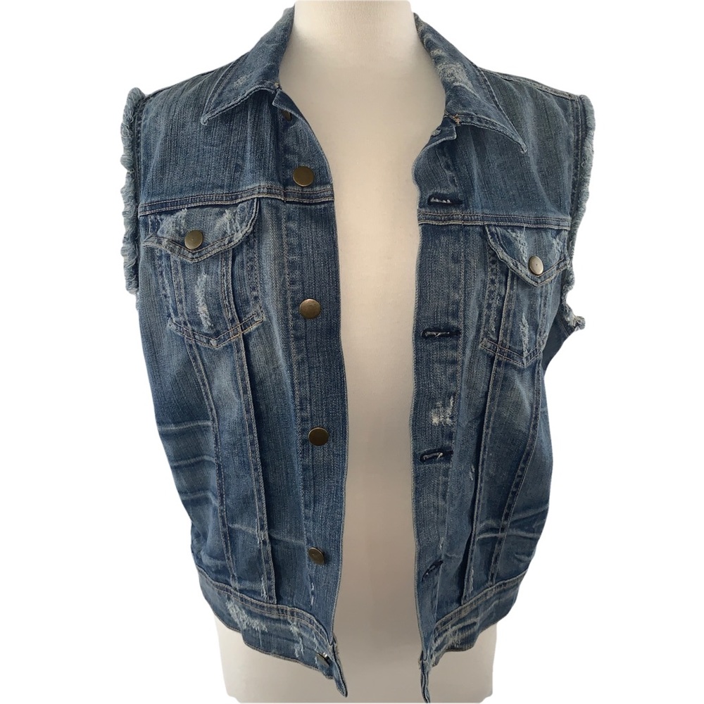 7 for all Mankind women’s distressed denim vest